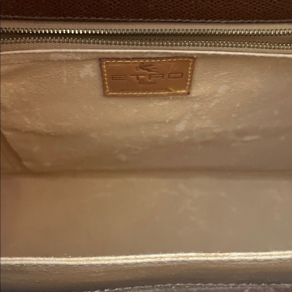 Etro 96’ Paisley Satchel In Brown with Gold Accent - Picture 6 of 17